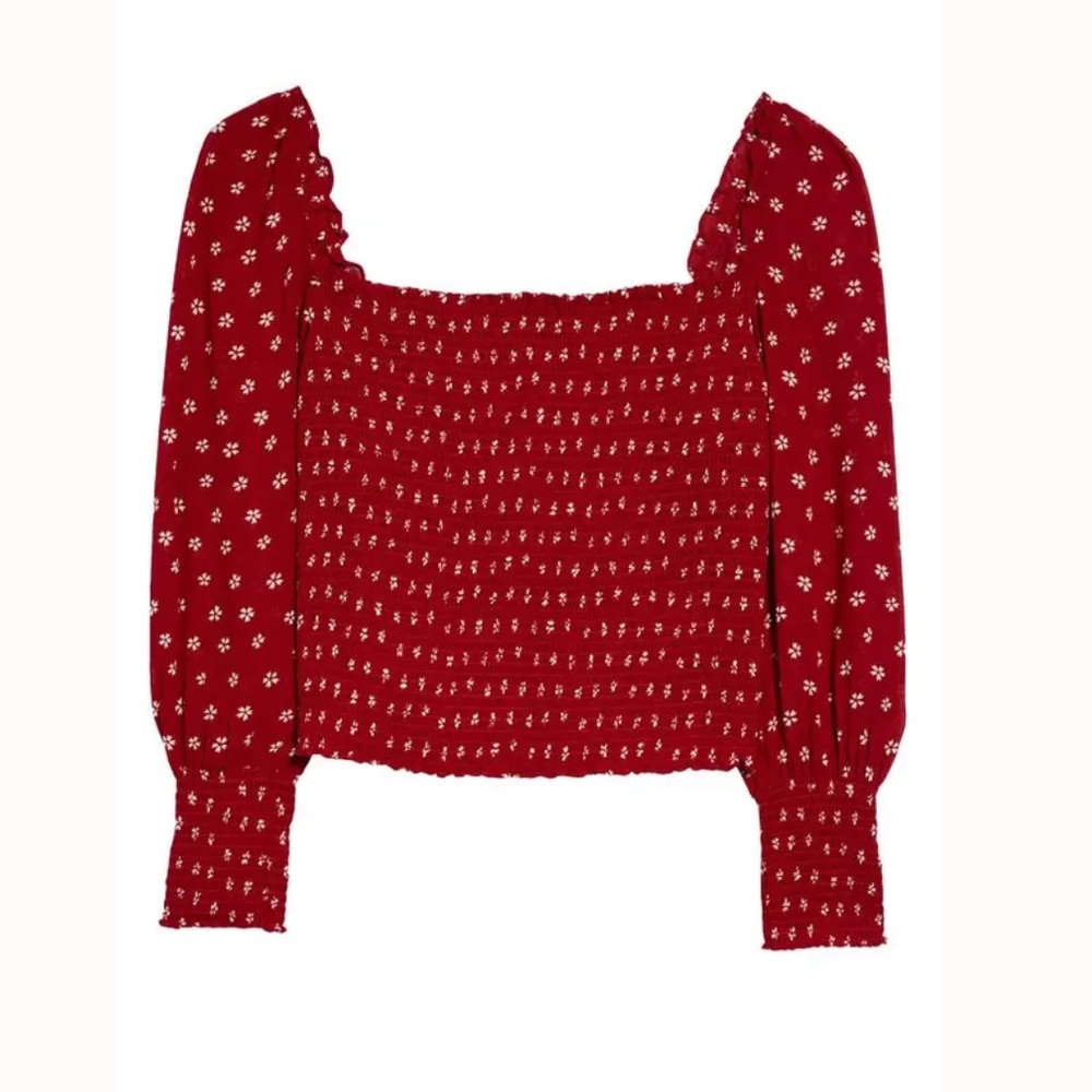 NWT Reformation Pinto Smocked Puff Sleeve Top in Nigella